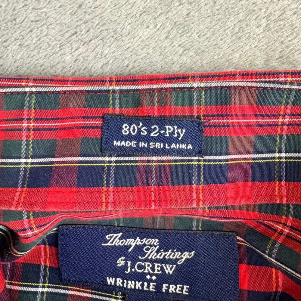 J Crew Thompson Shirtings Mens M Red Plaid Wrinkle Free Button Down Shirt Preppy